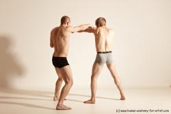 Underwear Martial art Man - Man White Moving poses Slim Short Blond Dynamic poses Academic